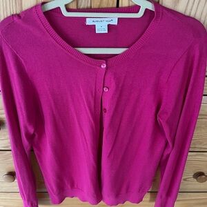 August Silk Fuchsia Cardigan Sweater Top